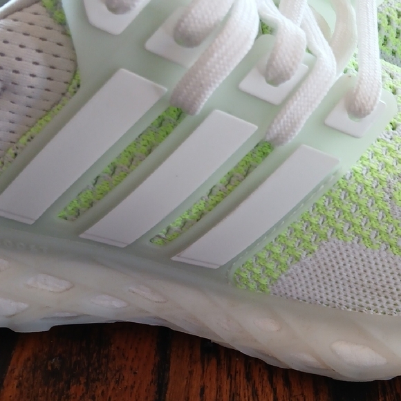 adidas White and Neon Green Athletic Shoes main image 10